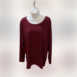 August Max Women Burgundy Tunic Top Size‎ 2X Long Sleeve